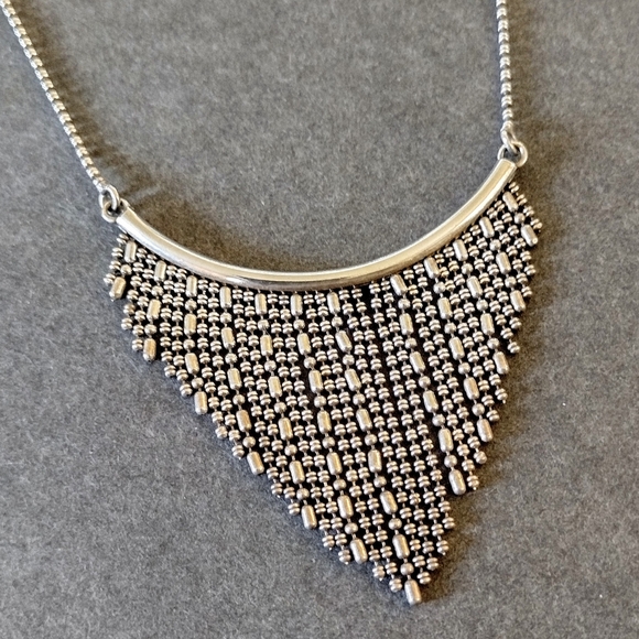 🩶 Vintage 925 Solid Sterling Silver Articulated Beaded Tassel Chain Necklace - Picture 3 of 8